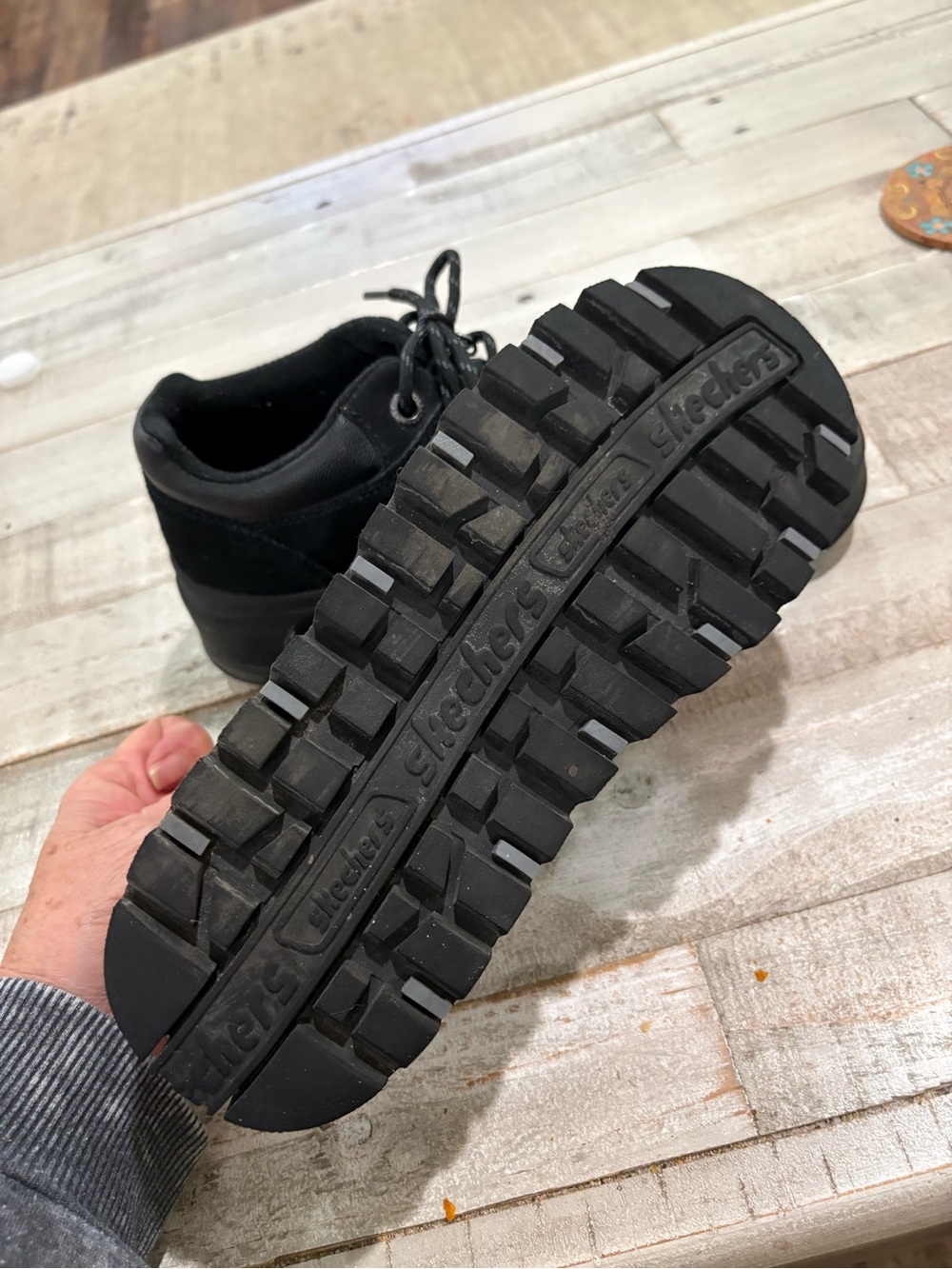 Skechers Womens Black Platform leather shoes - Picture 5 of 6